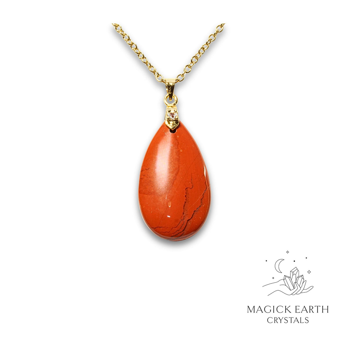 Natural Red Jasper teardrop pendant view a