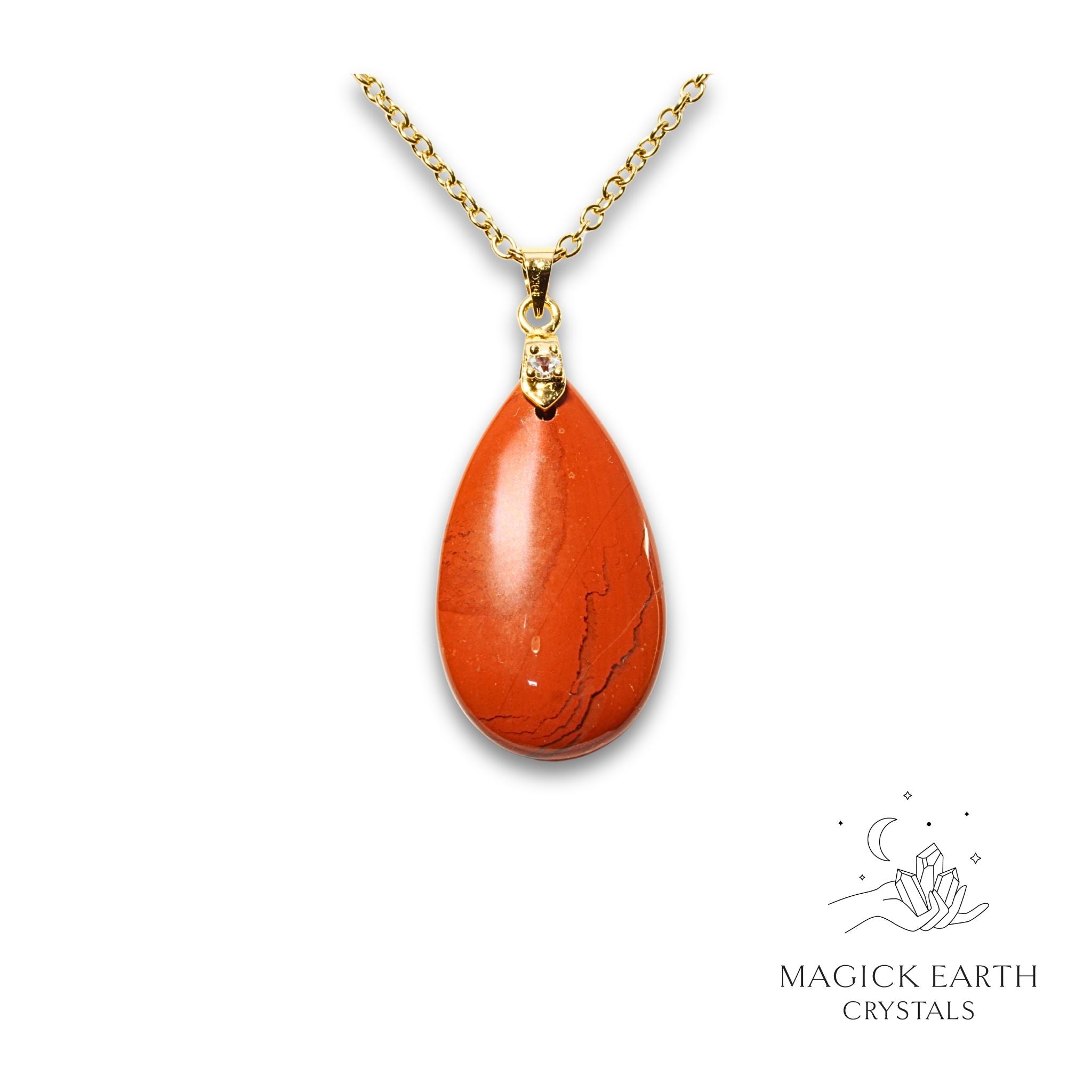 Natural Red Jasper teardrop pendant view a