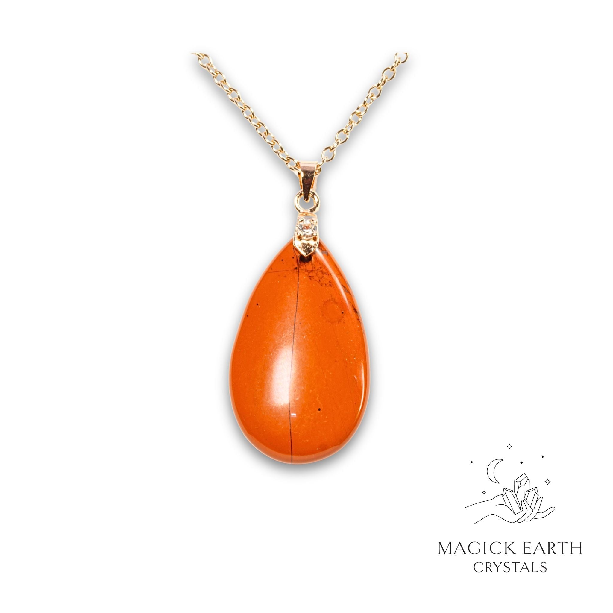 Natural Red Jasper teardrop pendant view c