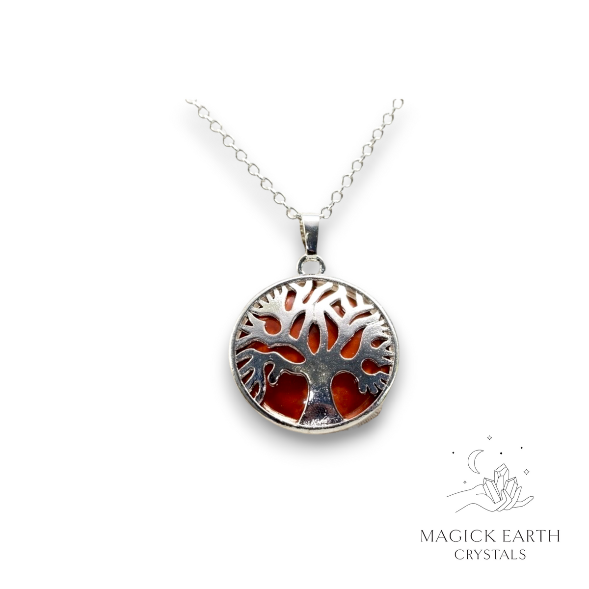 Natural Red Jasper tree of life pendant view a