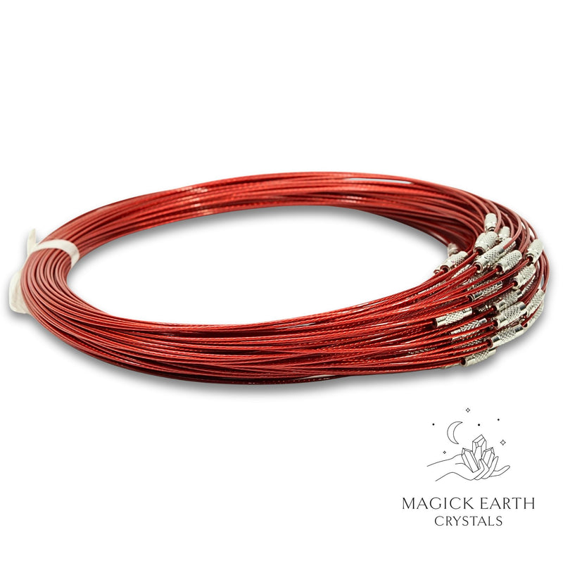 Red Steel Flex Wire Choker With Screw Clasp 45cm