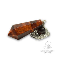 Red Tiger Eye Bullet Pendulum Horizontal View for Confident Courage