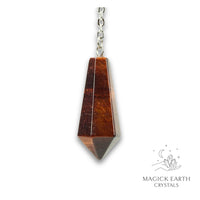 Red Tiger Eye Bullet Pendulum Vertical View for Confident Courage