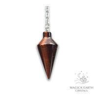 Natural Red Tiger Eye spire crystal pendulum view b