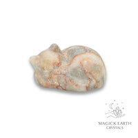 Natural Red Vein Jasper sleeping cat figurine view b