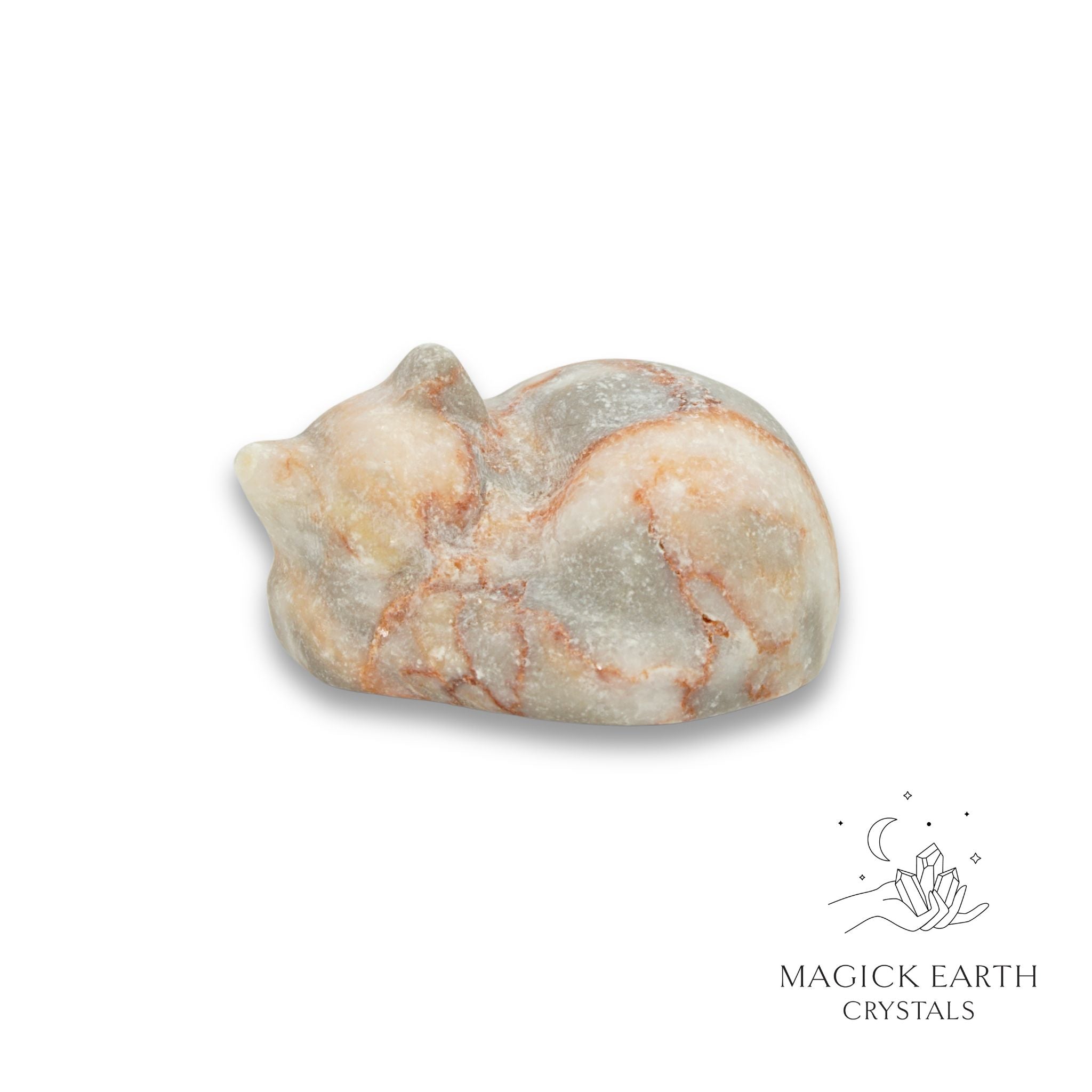 Natural Red Vein Jasper sleeping cat figurine view b