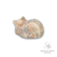 Natural Red Vein Jasper sleeping cat figurine view c