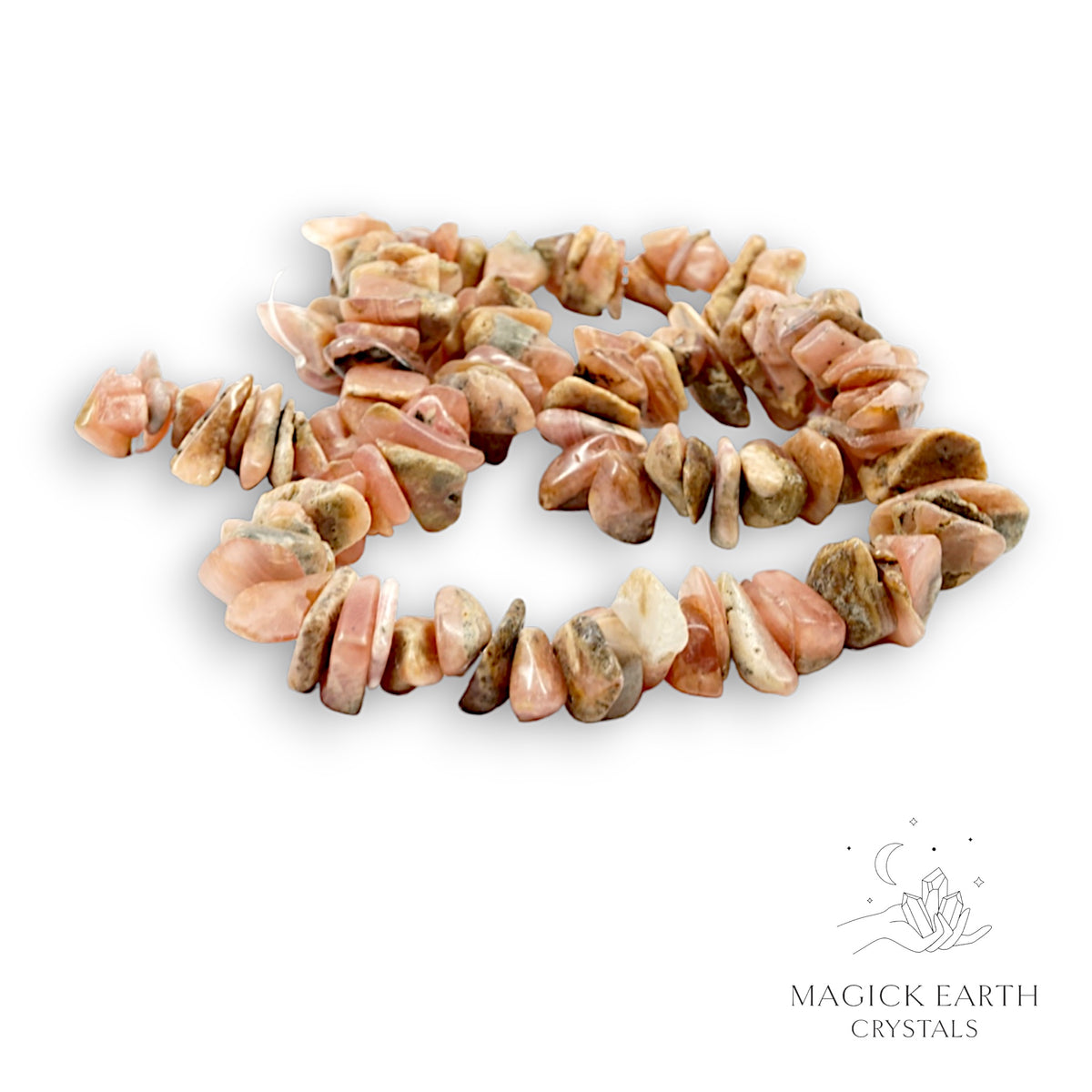 Natural Rhodochrosite drilled crystal chip strand