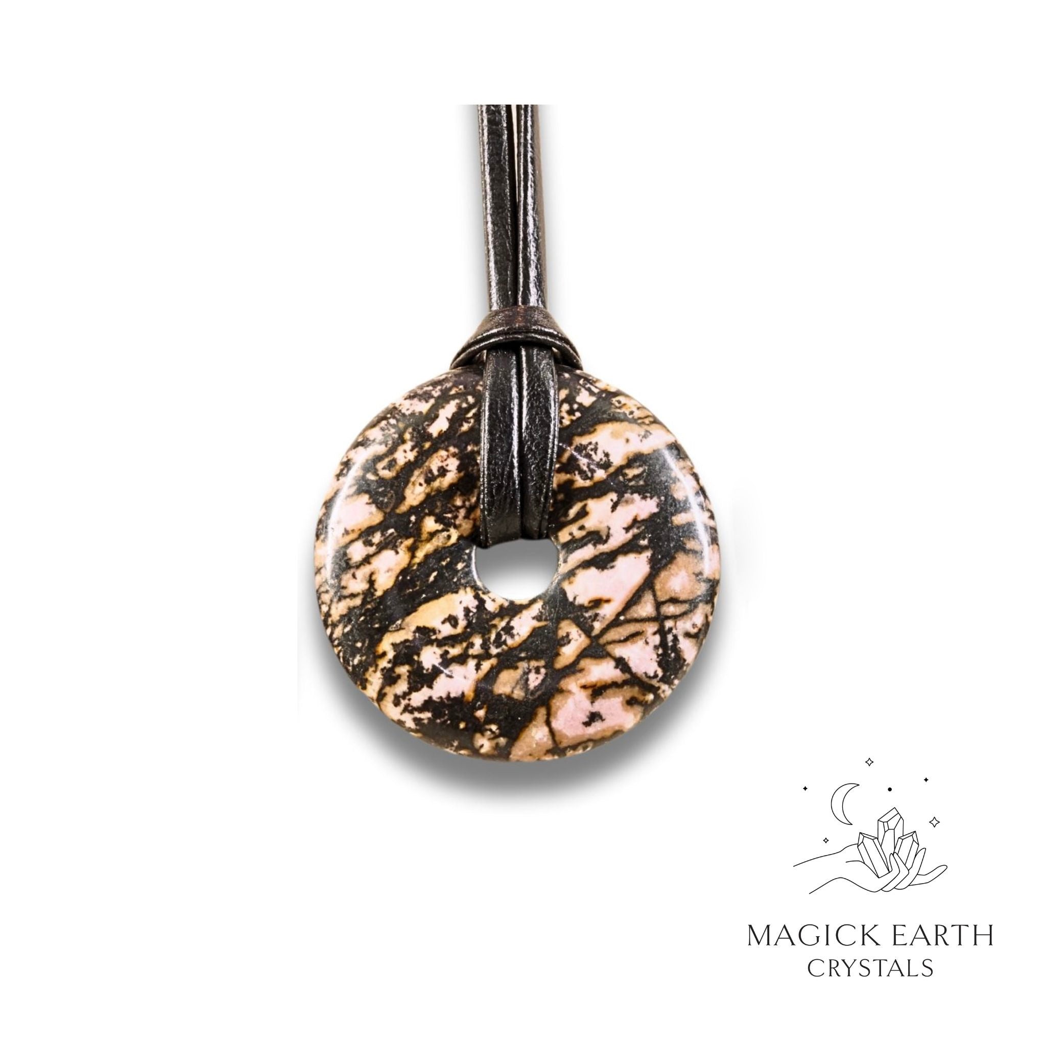 Natural Rhodonite crystal donut view c