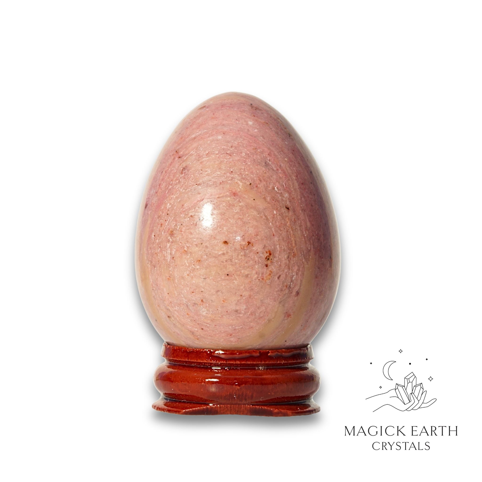 Natural Rhodonite crystal egg view a