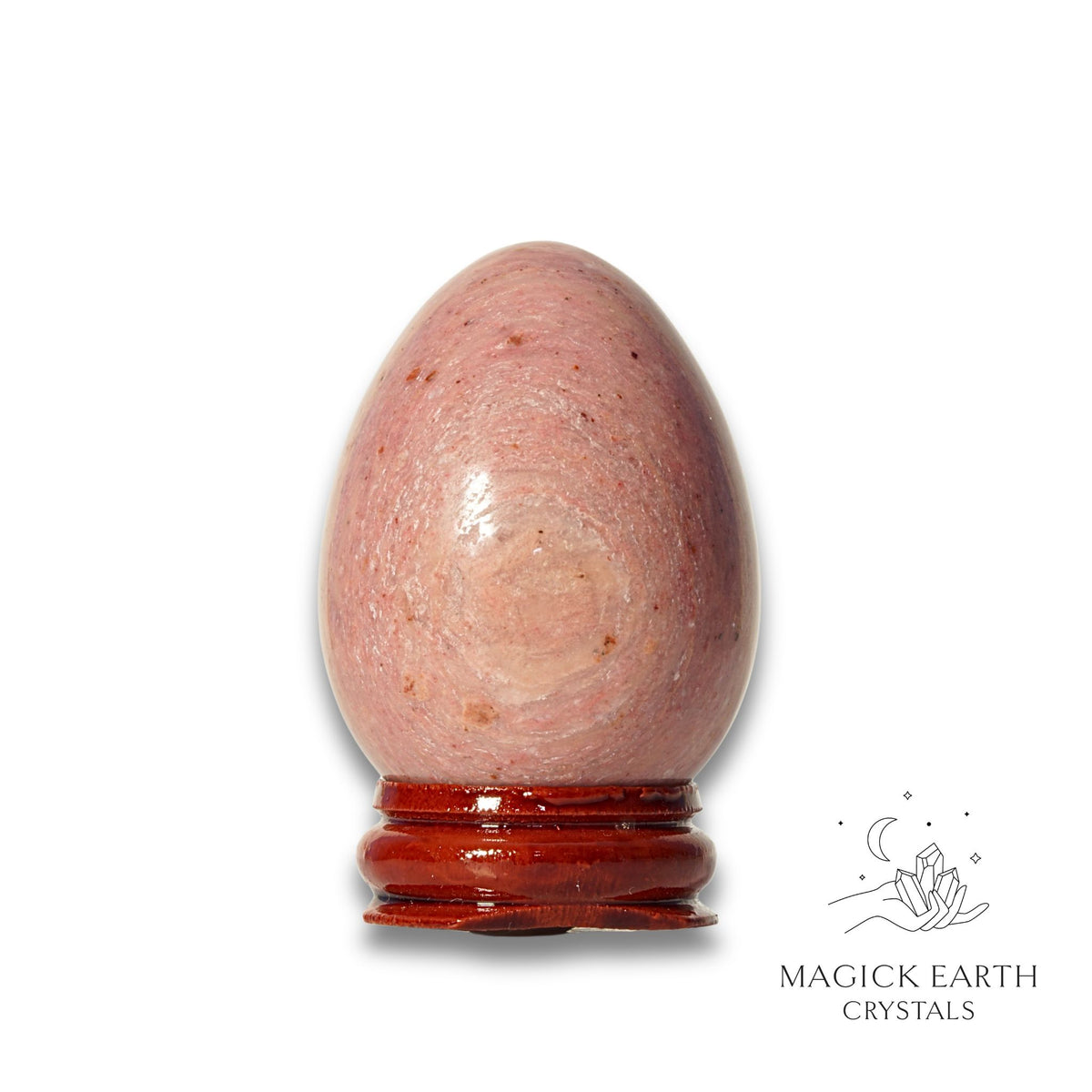 Rhodonite Crystal Egg With Stand Vertical View B for Emotional Recovery