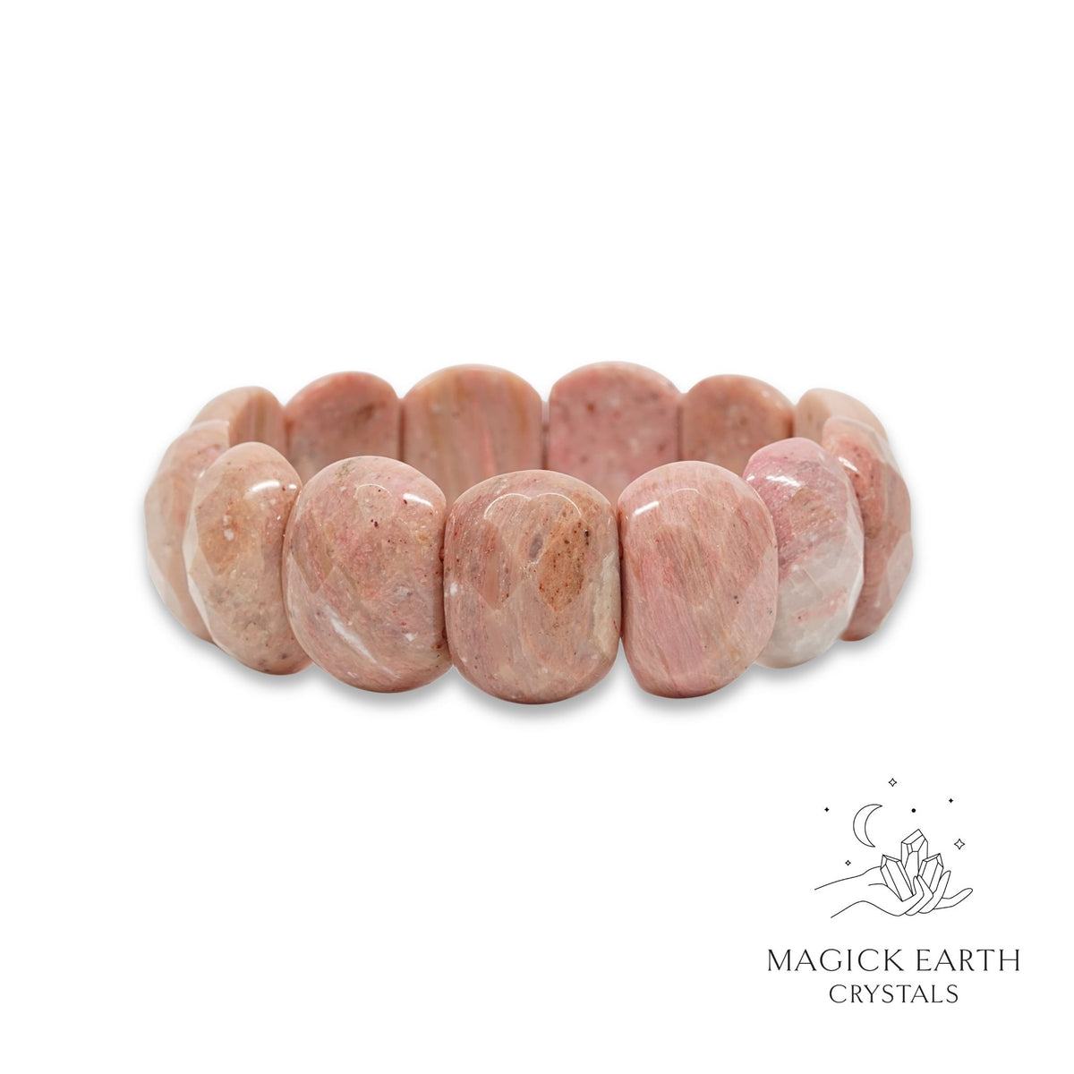 Natural Rhodonite crystal faceted statement bracelet view b