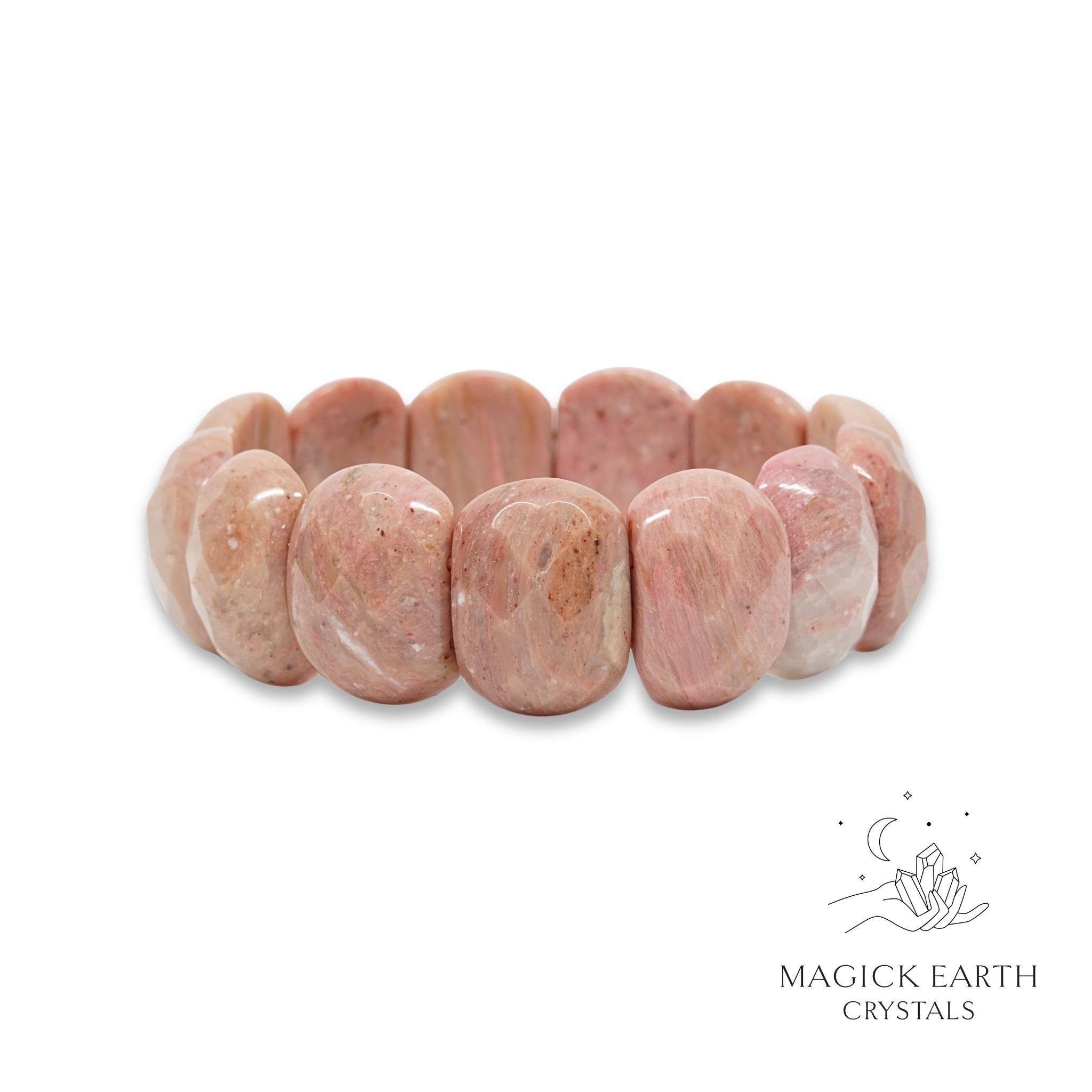 Natural Rhodonite crystal faceted statement bracelet view b