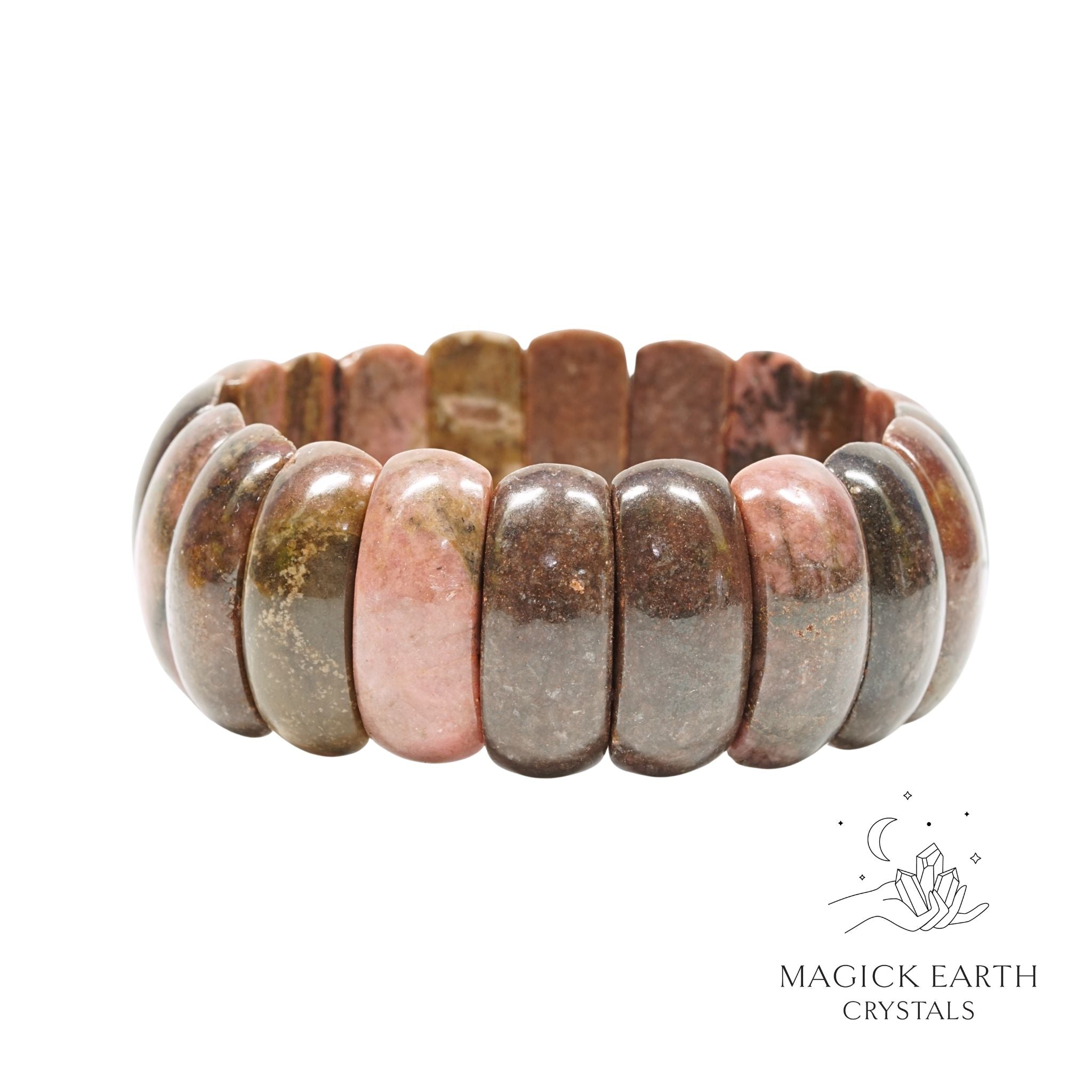 Natural Rhodonite crystal faceted statement bracelet view b
