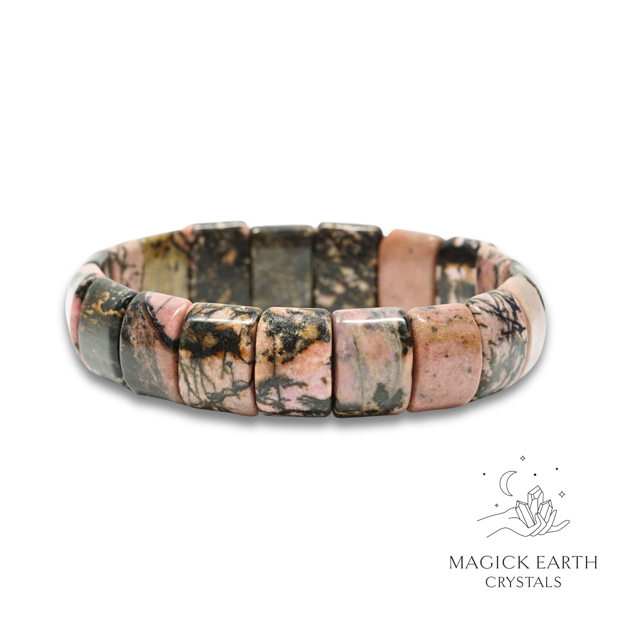 Natural Rhodonite crystal faceted statement bracelet view d