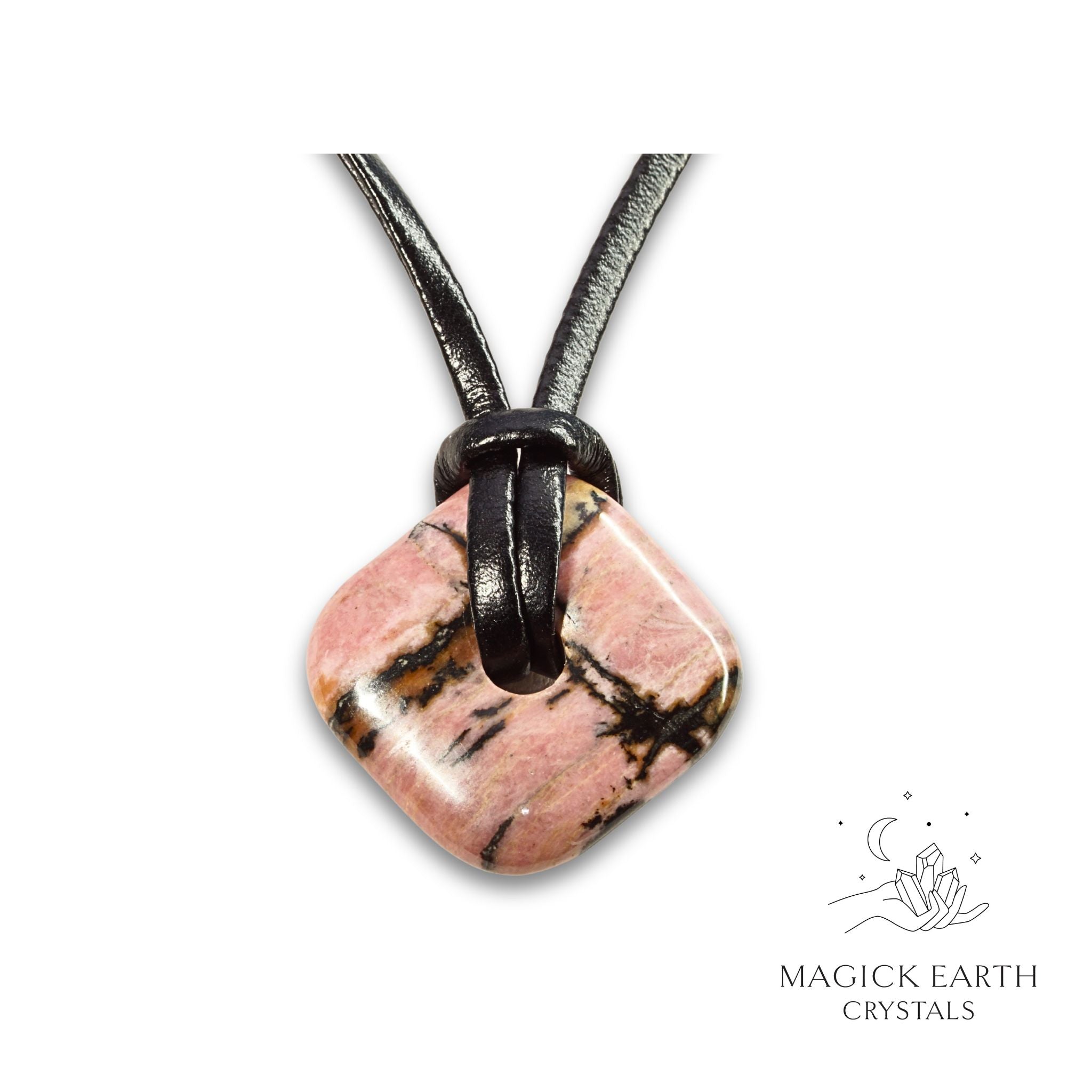 Natural Rhodonite diamond shaped donut pendant