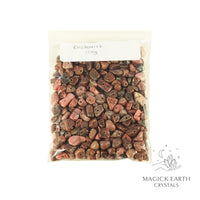 Natural Rhodonite drilled crystal chip 120g bag view b