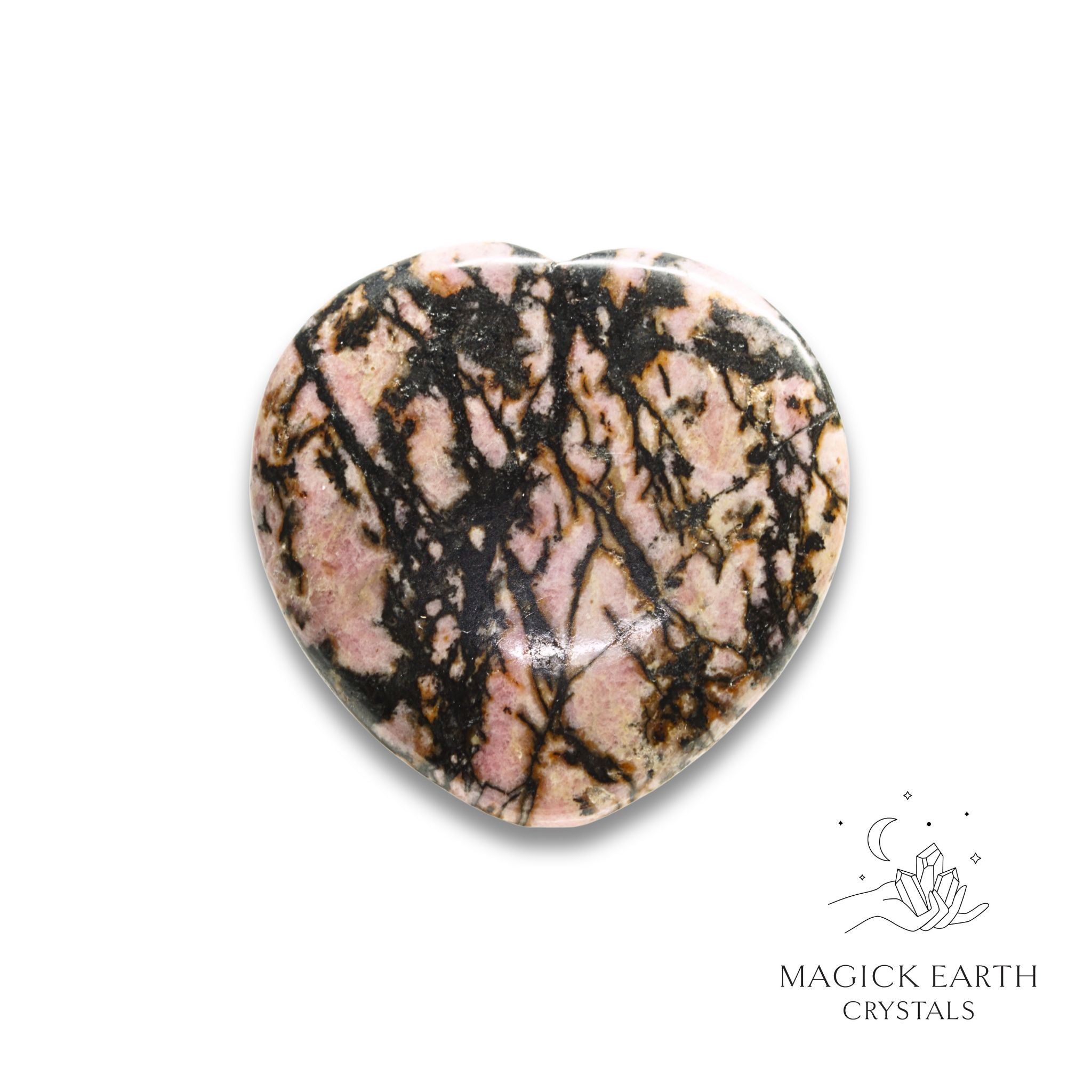 Natural Rhodonite heart thumb stone view b
