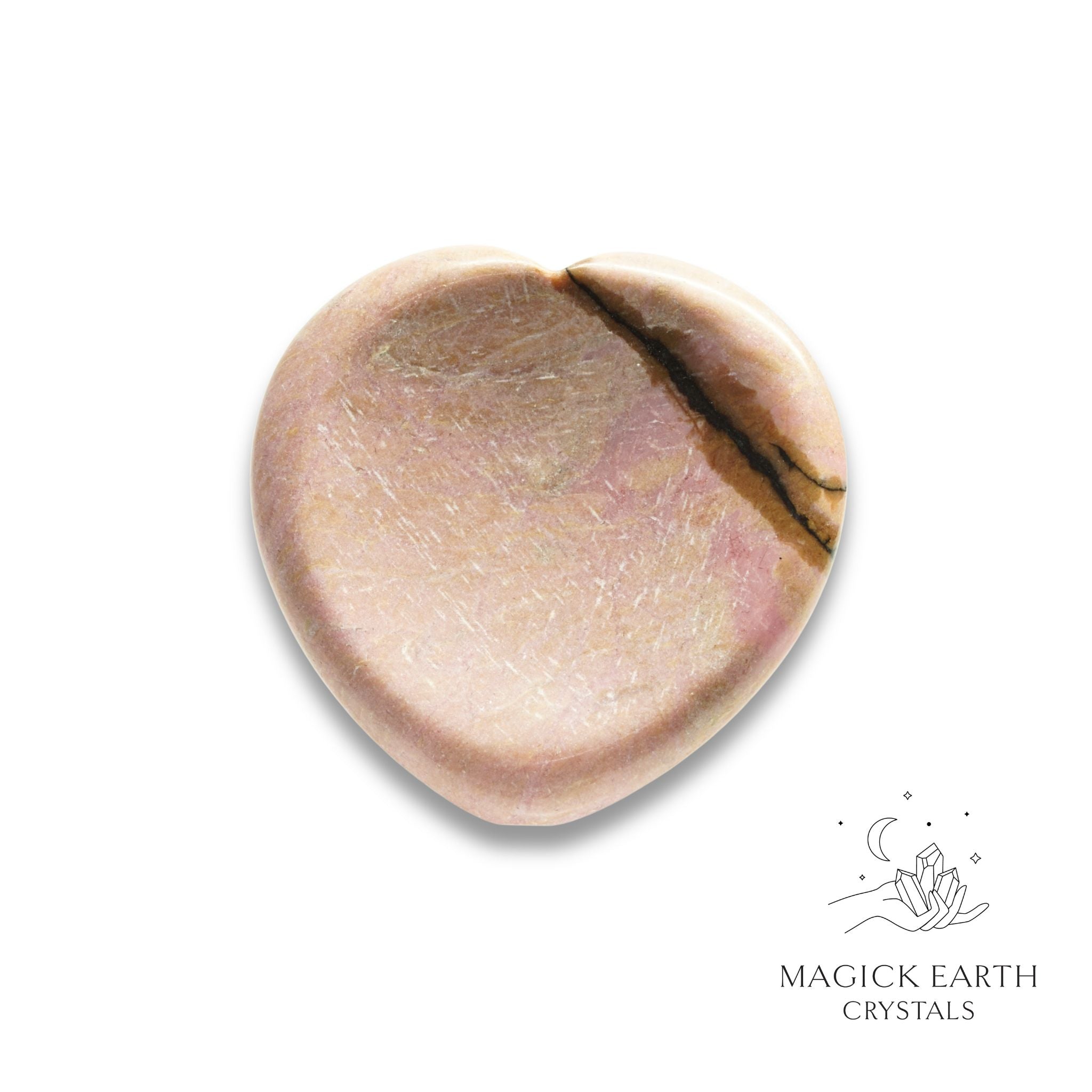 Natural Rhodonite heart thumb stone view c