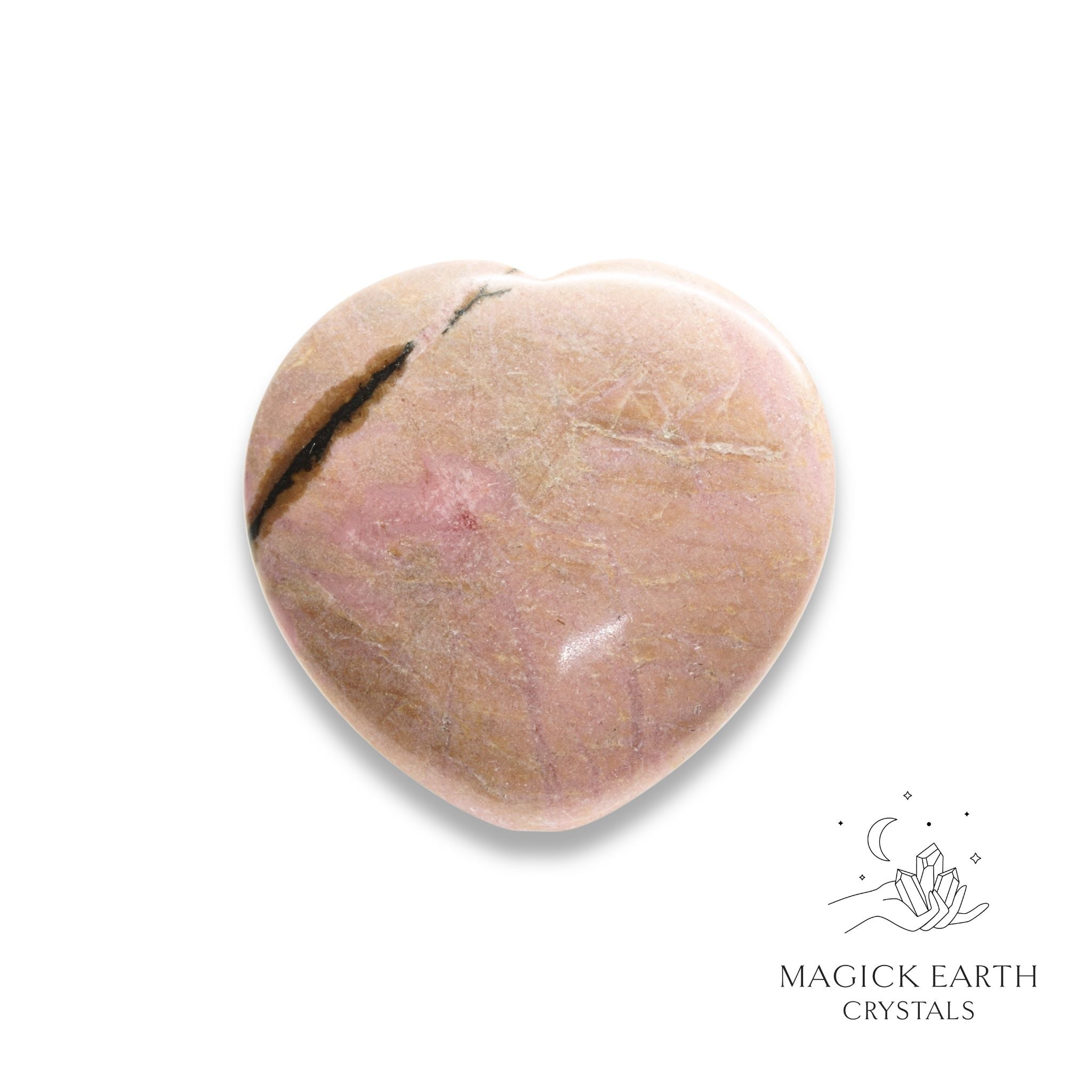 Natural Rhodonite heart thumb stone view d