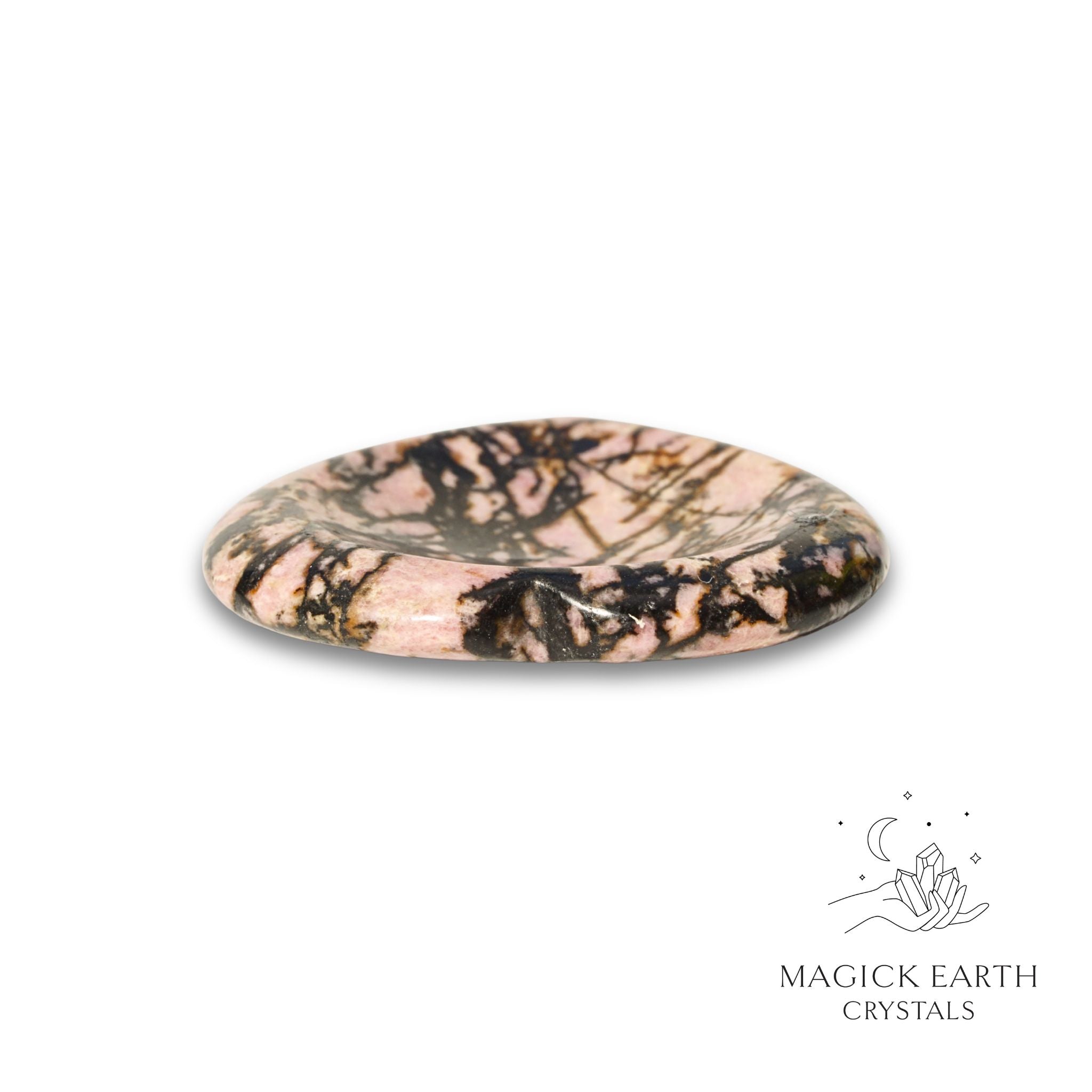 Natural Rhodonite heart thumb stone view e