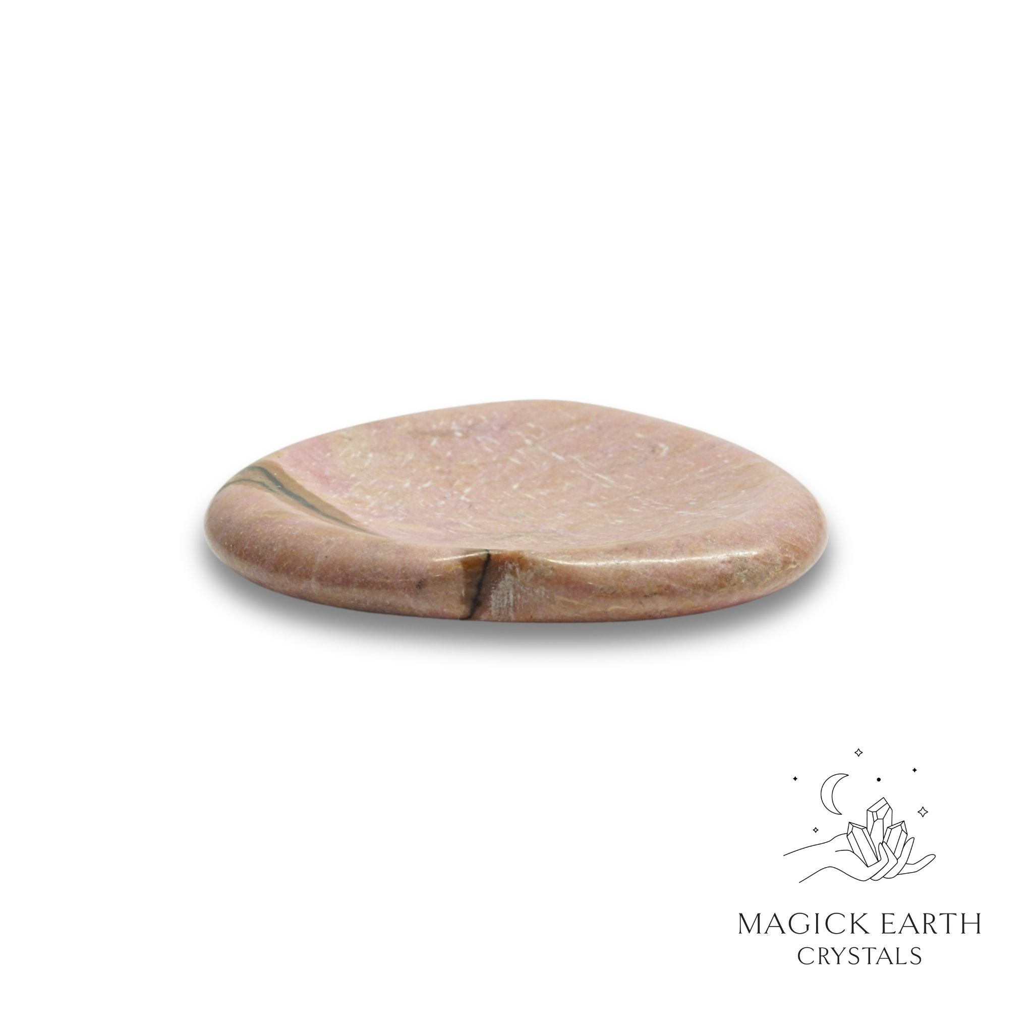 Natural Rhodonite heart thumb stone view f