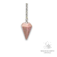 Natural Rhodonite crystal small cone pendulum view b