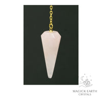 Rose Quartz 12 Facet Pendulum for Amplified Love Gold Finish