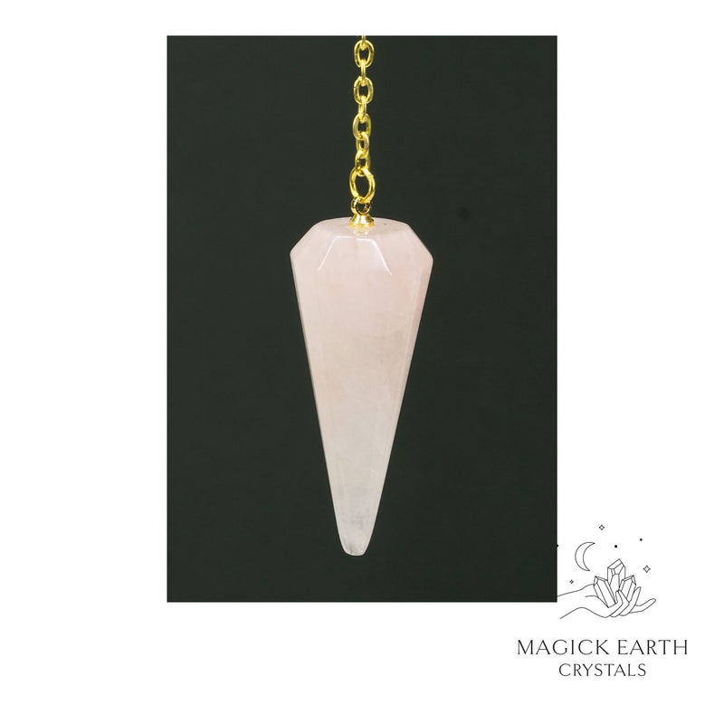 Rose Quartz 12 Facet Pendulum for Amplified Love Gold Finish