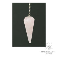 Rose Quartz 12 Facet Pendulum for Amplified Love Platinum Finish