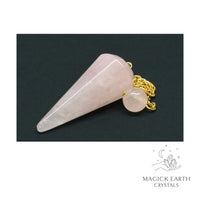 Rose Quartz 12 Facet Pendulum for Amplified Love Gold Finish