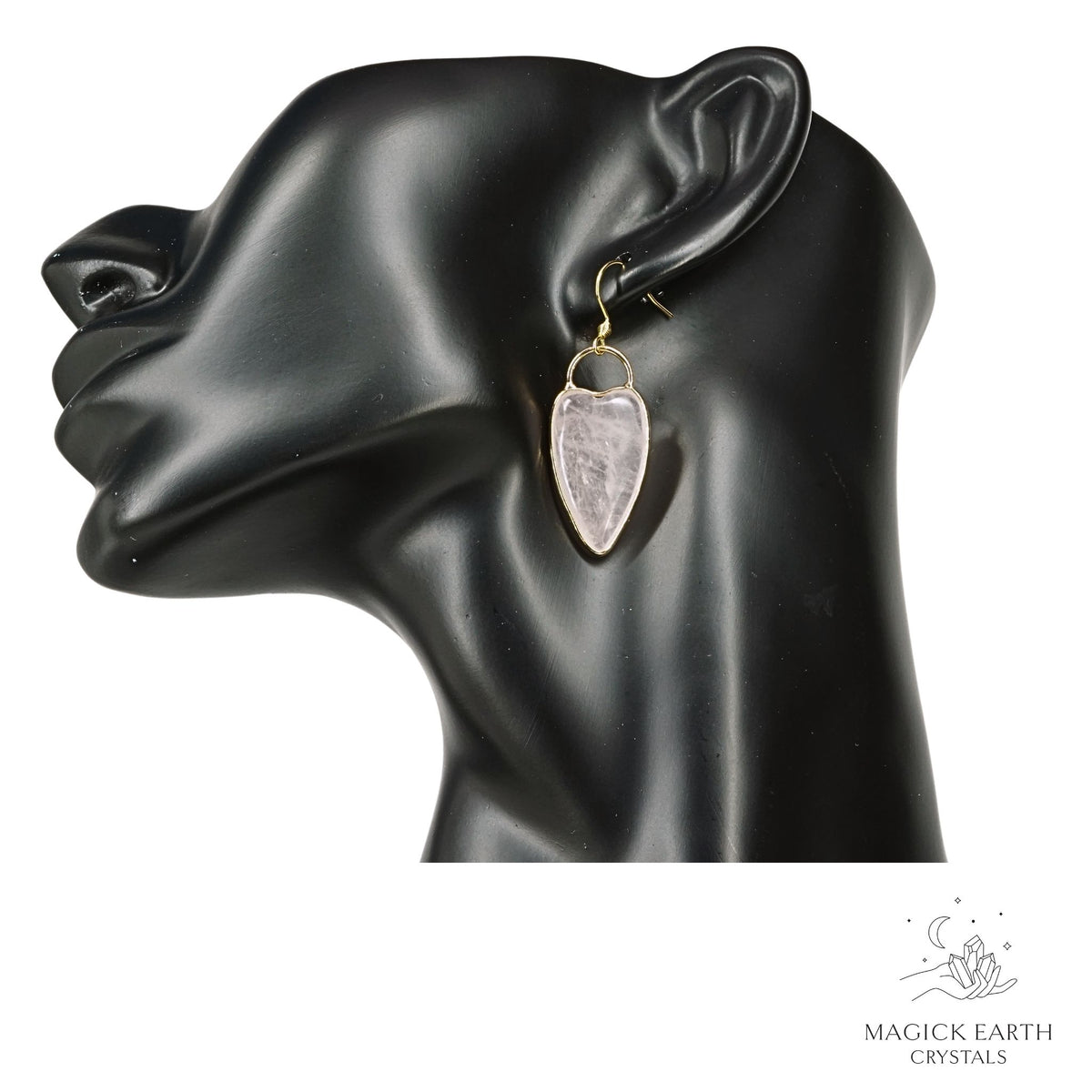 Rose Quartz Charmed Heart Earrings for Amplified Love