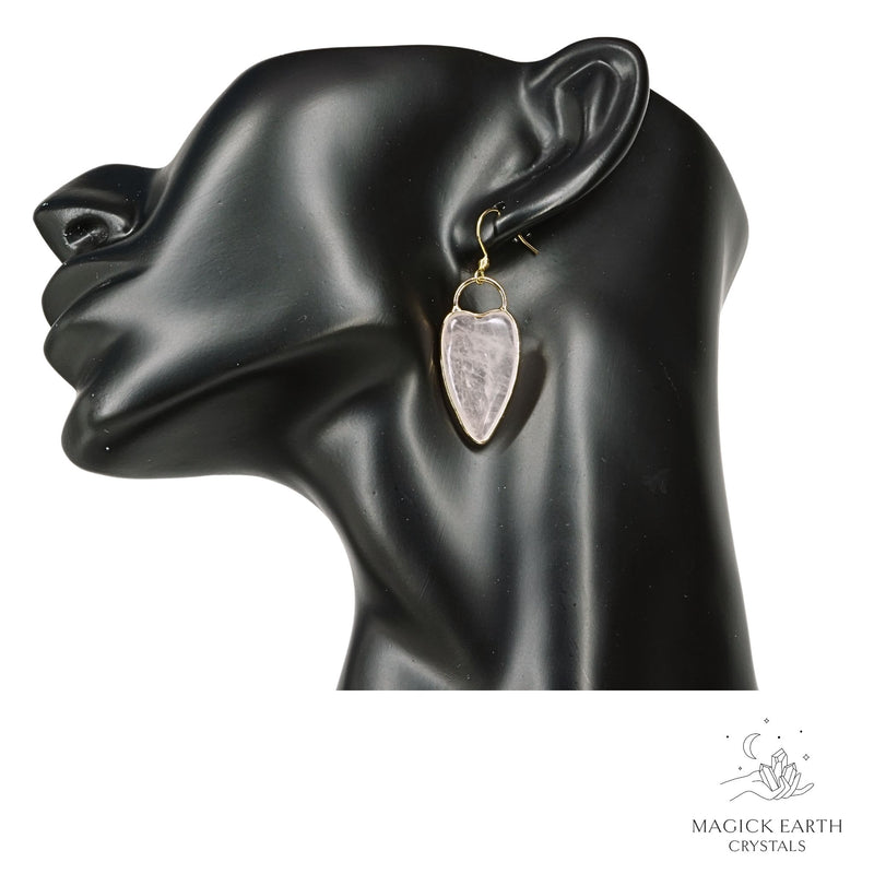 Rose Quartz Charmed Heart Earrings for Amplified Love
