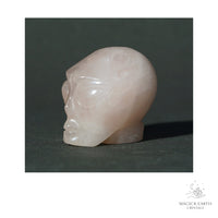 Natural Rose Quartz Crystal Alien Skull View A