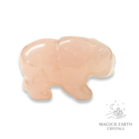 Natural Rose Quartz crystal bear figurine view b