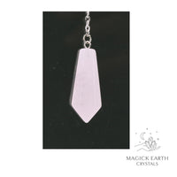 Natural Rose Quartz crystal bullet pendulum view b