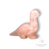 Natural Rose Quartz crystal dinosaur figurine view a