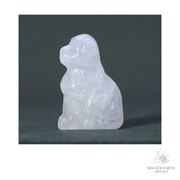 Natural Rose Quartz crystal dog figurine 40mm view b