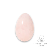 Natural Rose Quartz crystal egg with stand view d