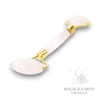 Natural Rose Quartz crystal massage roller view a
