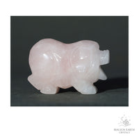 Natural Rose Quartz crystal pig figurine view a