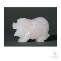 Natural Rose Quartz crystal pig figurine view b