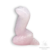 Natural Rose Quartz crystal snake figurine view b