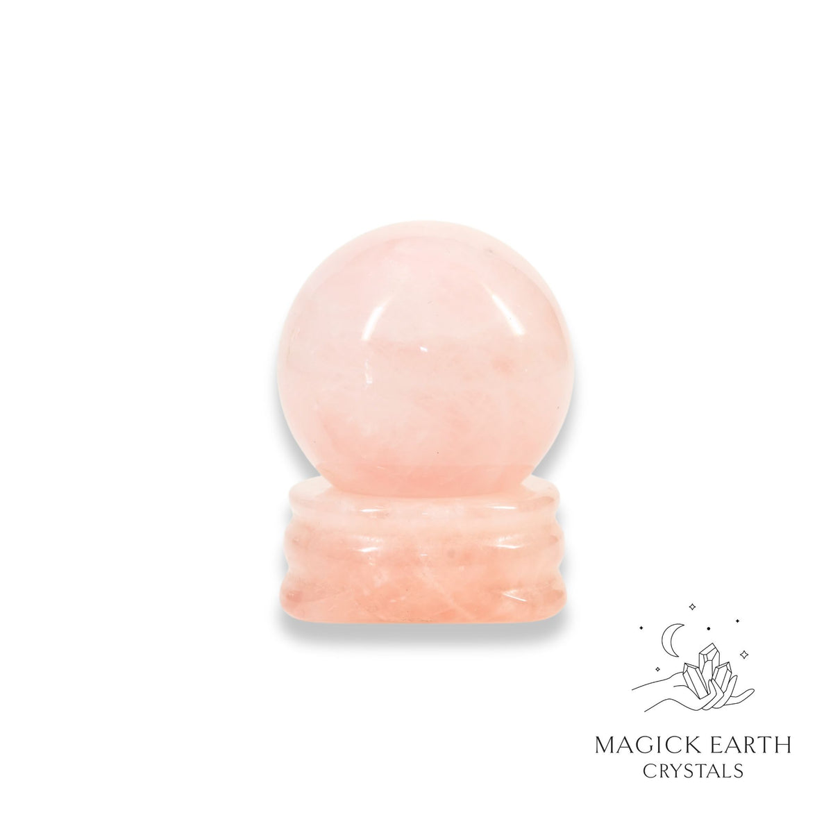 Natural Rose Quartz crystal sphere view a