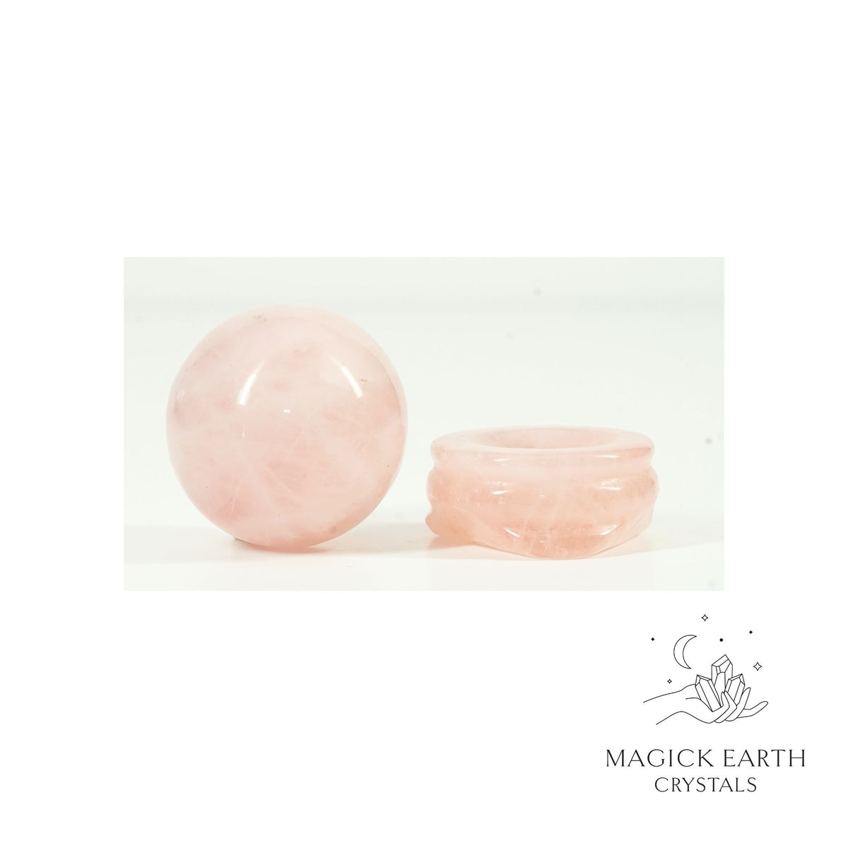 Natural Rose Quartz crystal sphere view b