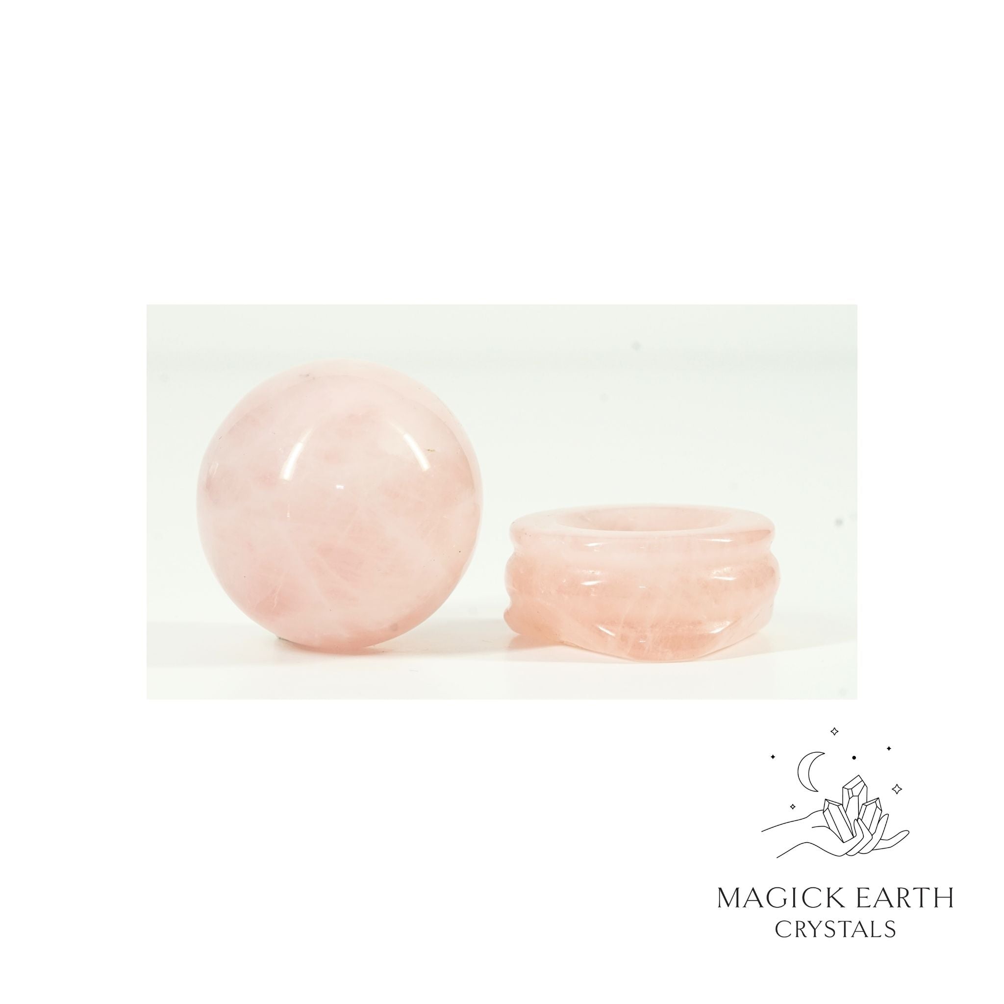 Natural Rose Quartz crystal sphere view b