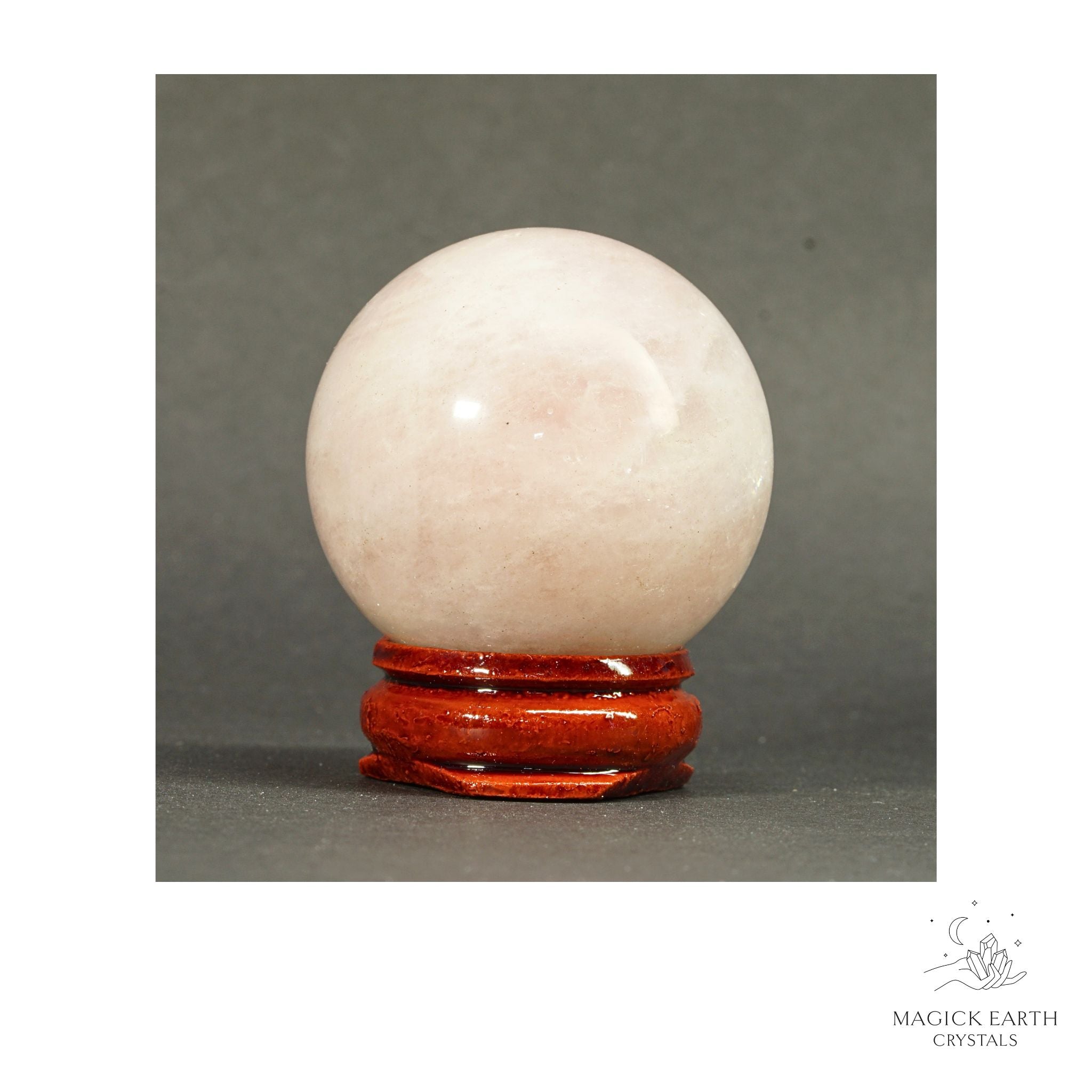 Natural Rose Quartz crystal sphere 40mm view a