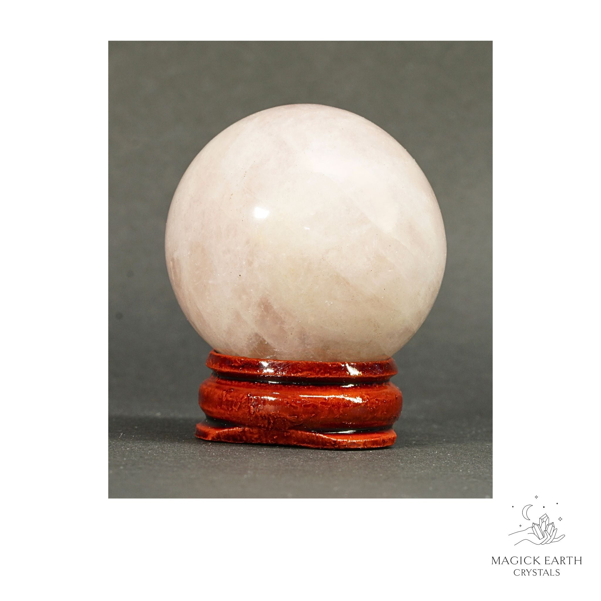 Natural Rose Quartz crystal sphere 40mm view b