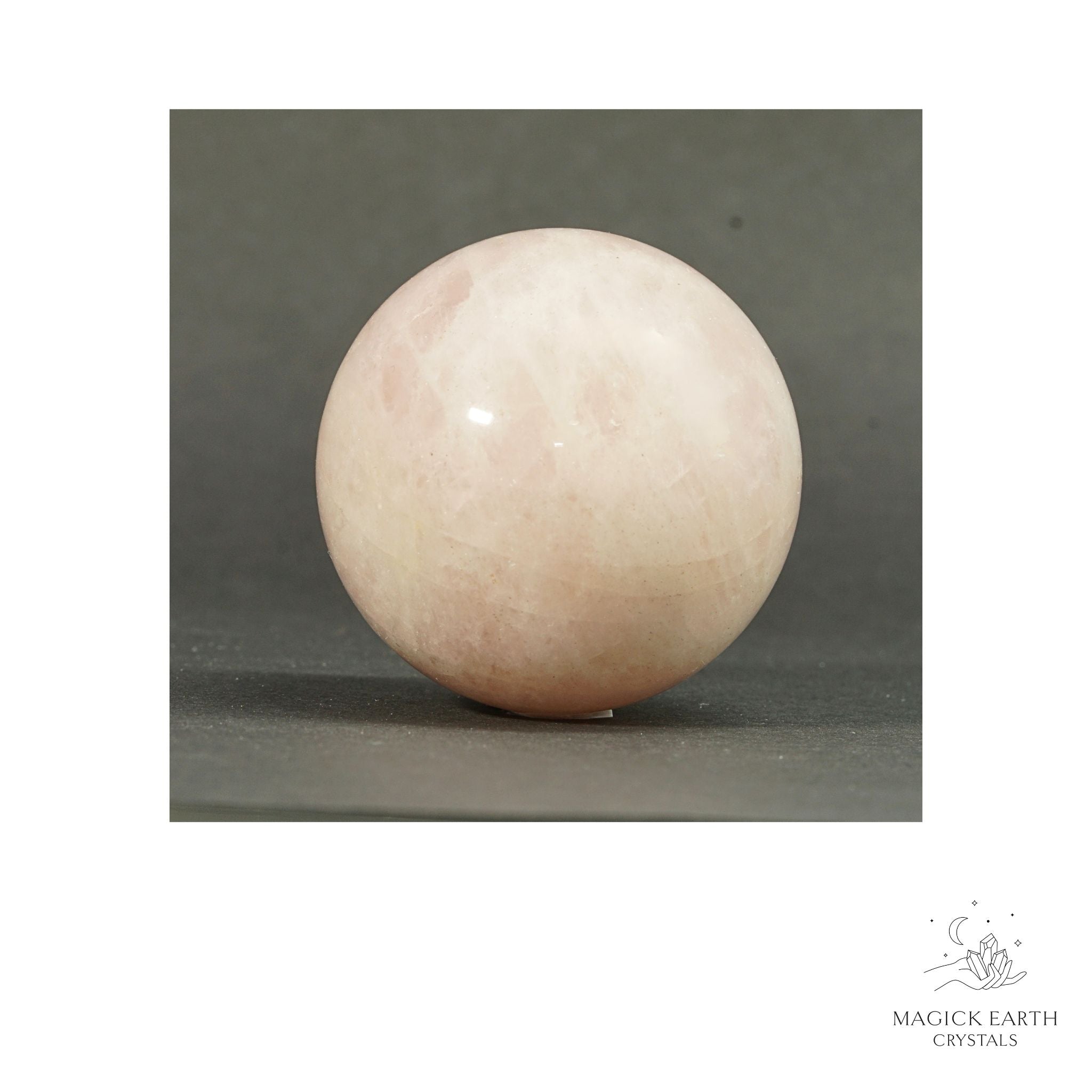 Natural Rose Quartz crystal sphere 40mm view c