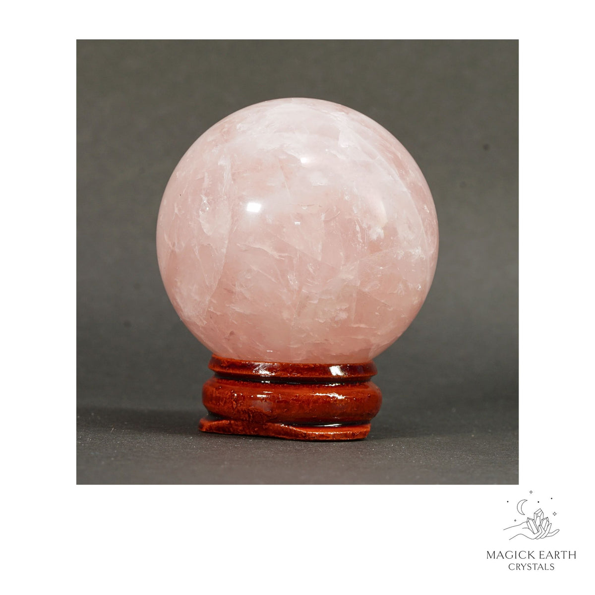 Natural Rose Quartz crystal sphere 45mm view a